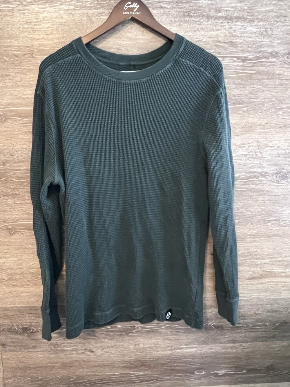 American Giant Mens Waffle Knit Thermal Long Sleeve Shirt Blue Men Large